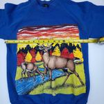 Vintage Screen Stars Deer Landscape Sweatshirt Blue Graphic Crewneck Made USA M Size M Photo 3