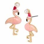 Betsey Johnson  Holiday Whimsy Santa Flamingo Stud Earrings, Pink Photo 5