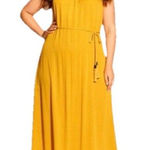 City Chic  Halter Neck Maxi Fearless Size 18 NWT Zinnia Yellow Fall Color Photo 0