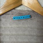 Alice + Olivia  beige draped light knit open front cardigan Photo 3