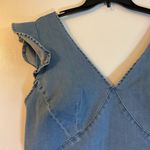 Ashley Stewart 6.  Denim Crop Top With Ruffle Sleeves With Zipper Back Size 16 Photo 2