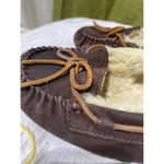 UGG  Australia Womens Sheepskin Moccasin Slippers Size 9 Brown Suede & Wool Lined Photo 6