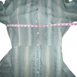 ZARA  Zoe Shirt Dress Sage Green‎ Striped Cotton Linen Blend Tie Front Button XS Photo 4