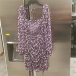 ASTR 💕💕 Mardi Lace Trimmed Floral Ruched Mini Dress Purple Floral Large NWOT Photo 8