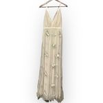 Lulu's Lorenzo Beige Embroidered Maxi Dress Cream Floral Dress Wedding Size M Photo 3
