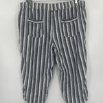 Per Se Linen Blend Crop Womens Pants Sz 2X Nautical Resort Comfy Blue Striped Photo 3