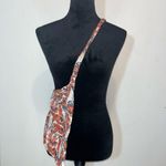 Free People sheer linen tote bag, orange, white & navy Photo 1