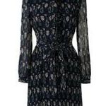 Tory Burch  dress in navy floral tie belt gold buttons M Photo 0