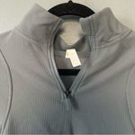 Zella  Light Gray Ribbed Quarter-Zip Pullover Photo 4