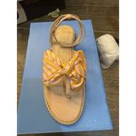 Jack Rogers Slip On Bow Detail Satin Blush Stripe Heidi Sandals Size 8.5 Preppy Photo 2