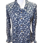 Tory Burch Floral Tie-Neck Blouse, Size 2 Photo 0