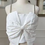 Bagatelle NWT  White Large Bow Crop Top Rhinestone Straps 8 Photo 0