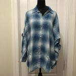 American Eagle  Outfitters Women's Shirt Size‎ Small Blue Plaid Grunge Oversized Photo 2