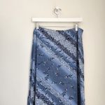American Vintage Vintage 90s Blue Floral Striped Maxi Skirt Pull On Side Hem Split M Photo 9