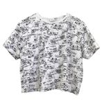 Disney  Mickey Minnie Mouse Black/White Comics Print Cropped Tee T Shirt Size M Photo 0
