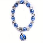 Religious Exquisite Cross Bead Charm Bracelet Handcrafted Silver Plated Stylish Photo 5