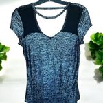Candie's Stylish Black and Silver Women's Top MESH FRONT OPEN BACK SIZE SMALL Photo 0
