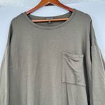 Eileen Fisher olive green pullover sweater dress tunic top chest pocket medium Photo 4