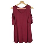 Boutique Red Cold Shoulder Swing Short Sleeve Blouse XL Photo 1