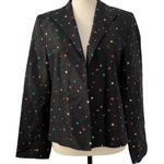 Vintage Silkland Polka Dot Work Blazer Coat Women Size Small Rainbow Dot Jacket Black Photo 0