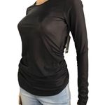 LANSTON Sheer Mesh Rushed Top Women S Black Goth Romantic Athletic Chick NWT Photo 2