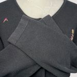 Vintage Clio Black Embroidered Cardigan Button Front Knit Sweater Small Photo 6