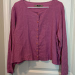 Flax  Linen Pink Button Down Crop Cardigan Blouse Photo 0