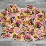 Terra & Sky  Pink Floral 3/4 Sleeve Blouse Lightweight A14 Photo 0