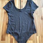 American Eagle  Black Ribbed Short Sleeve Bodysuit Women’s Size Large Photo 0