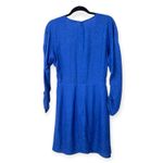Parker | 10 | Linda Cheetah-Print Faux-Wrap Dress Short Silk Mini Cobalt Blue Photo 4