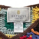 EXPRESS VTG  Tricot Crochet Patchwork V-Neck Sweater XS 90s Boho Y2K Style Photo 2