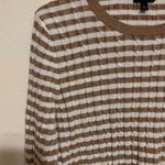 Talbots  Pullover Sweater Gold Metallic Sparkle Shimmer Striped Knit Top Size PM Photo 5