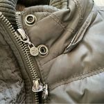 Hollister  crop down feathers jacket faux fur lined army green size large Photo 2