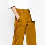 Zara Trafaluc Pants Bottoms Wide Line Cotton Cropped Length M Brown Red Used Size M Photo 0