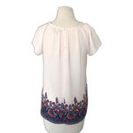 LOFT Fan Floral Light Pink Crewneck Blouse Short Sleeve Lightweight Top Sz S Photo 2