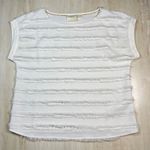 Maeve Anthropologie White Fringe Textured Short Sleeve Top Size 6 Photo 5