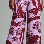 Anthropologie Maeve X Saria Smocked Wide Leg Pants Lilac Floral Tropical Photo 0