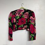 Nuit Black Floral Silk Cropped Vintage Bolero Jacket Sz M Size M Photo 6