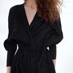 ZARA NWT PLEATED TIED BLAZER BLACK SMALL BLOGGERS FAV Photo 2