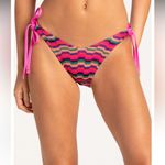 Hurley Zumba Stripe Itsy Bitsy Bikini Set Electric Pink Knit Large Crop Top Photo 10