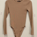 ZARA  Women’s Beige Long Sleeve Bodysuit Size S Photo 0