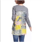 Yellow Bird Gray Cardigan Tunic Small Abstract Patchwork Long Sleeve Top‎ Photo 7