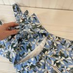 AQUA Blue Green Floral Hawaiian Floral Mini Dress Cut Out Back Cotton Size XS Photo 6