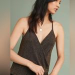 Anthropologie Eri + Ali Encore Shine Metallic Cami Top Gold Size S NWT Black Photo 0