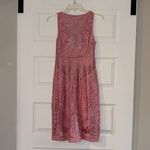 Sue Wong  Pink & Silver Lace Embellished Sheath Cocktail Dress Photo 4