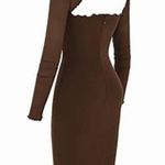 House Of CB Natalia Chocolate Power Mesh Front Tie Midi Dress Size M Photo 12