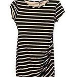 Moa Moa Women's Striped Ruched Bodycon Dress Black & White Knee Length M Photo 0