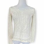 Xhilaration Womens Xhiliration Ivory Lace Overlay Heathered Long Sleeve Blouse Top - Sz S Photo 0
