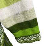 Alpaca Natural Sweater Green Striped Fringe Hood Front Pocket Small Photo 2