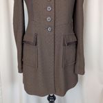 JACK  Puff Shoulder Poetcore Coat Jacket Herringbone Tweed Brown Small Photo 13